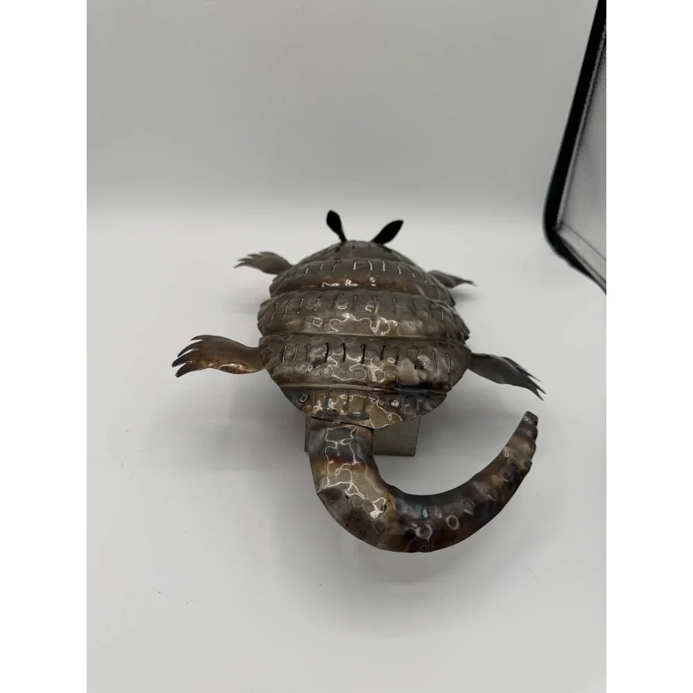 🐾🕯️‎ Armadillo Springy Metal Art Votive Candle Holder – Wall Mount – Rustic